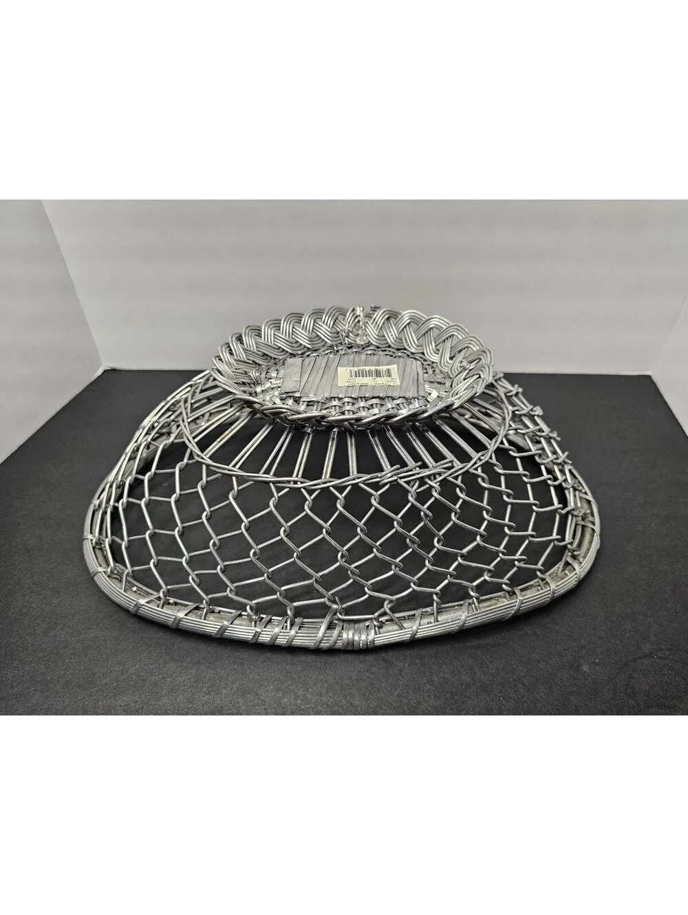 IHI Woven Wire Mesh Decorative Basket Bowl Silver Made in India